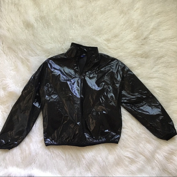 JoyLab | Black Metallic Windbreaker Poncho - Picture 3 of 7